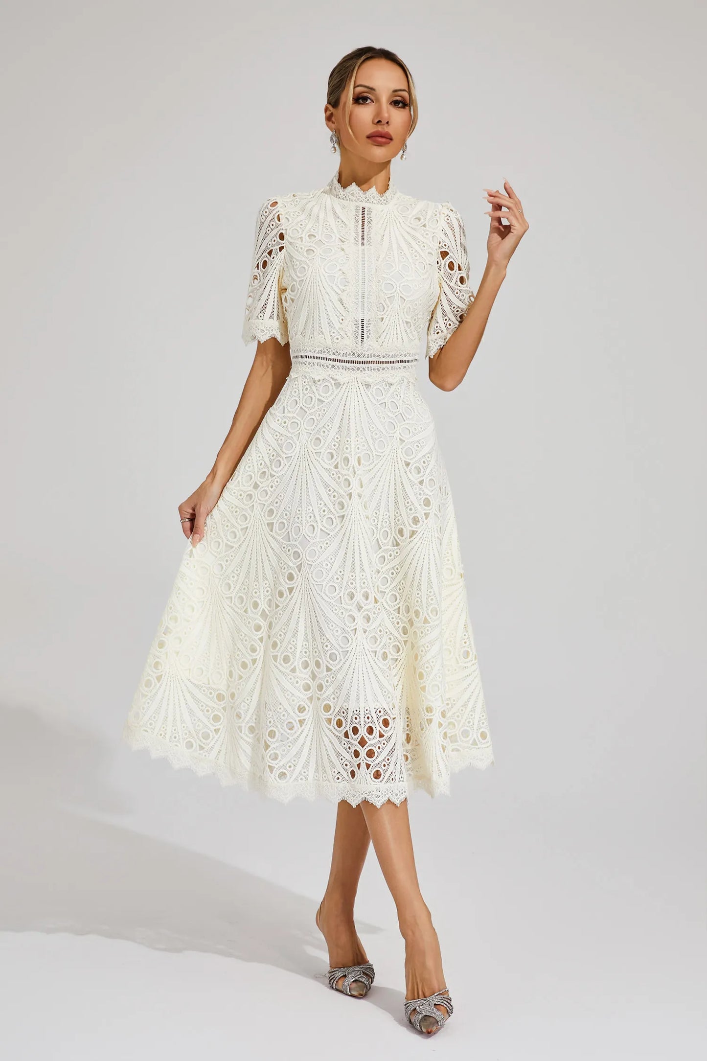 Lexi | Elegant Lace Midi Dress for Women